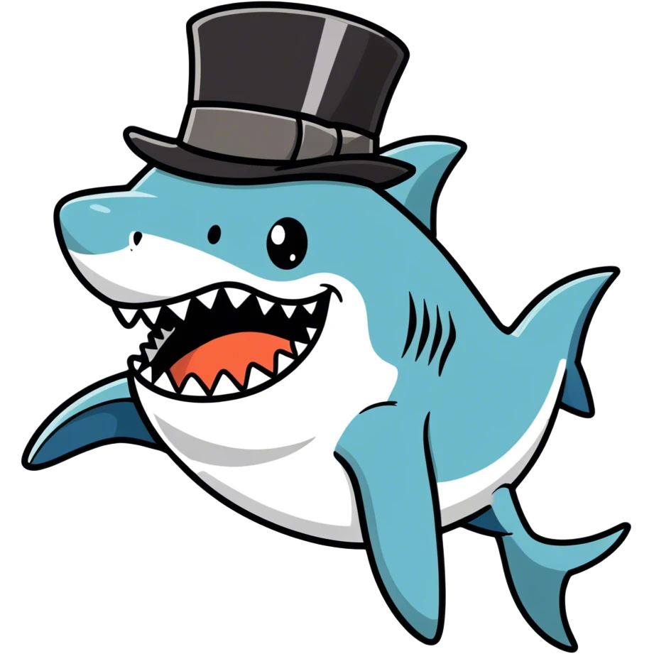 Shark with a top hat emoji