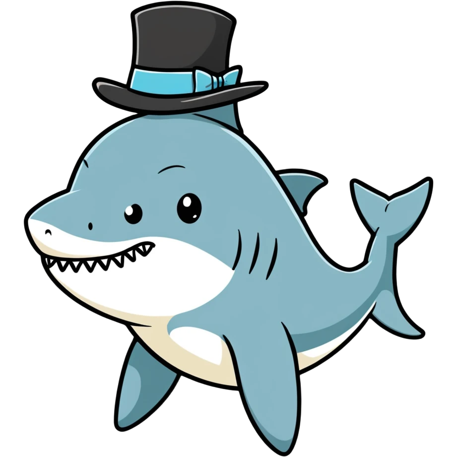 Shark with a top hat emoji
