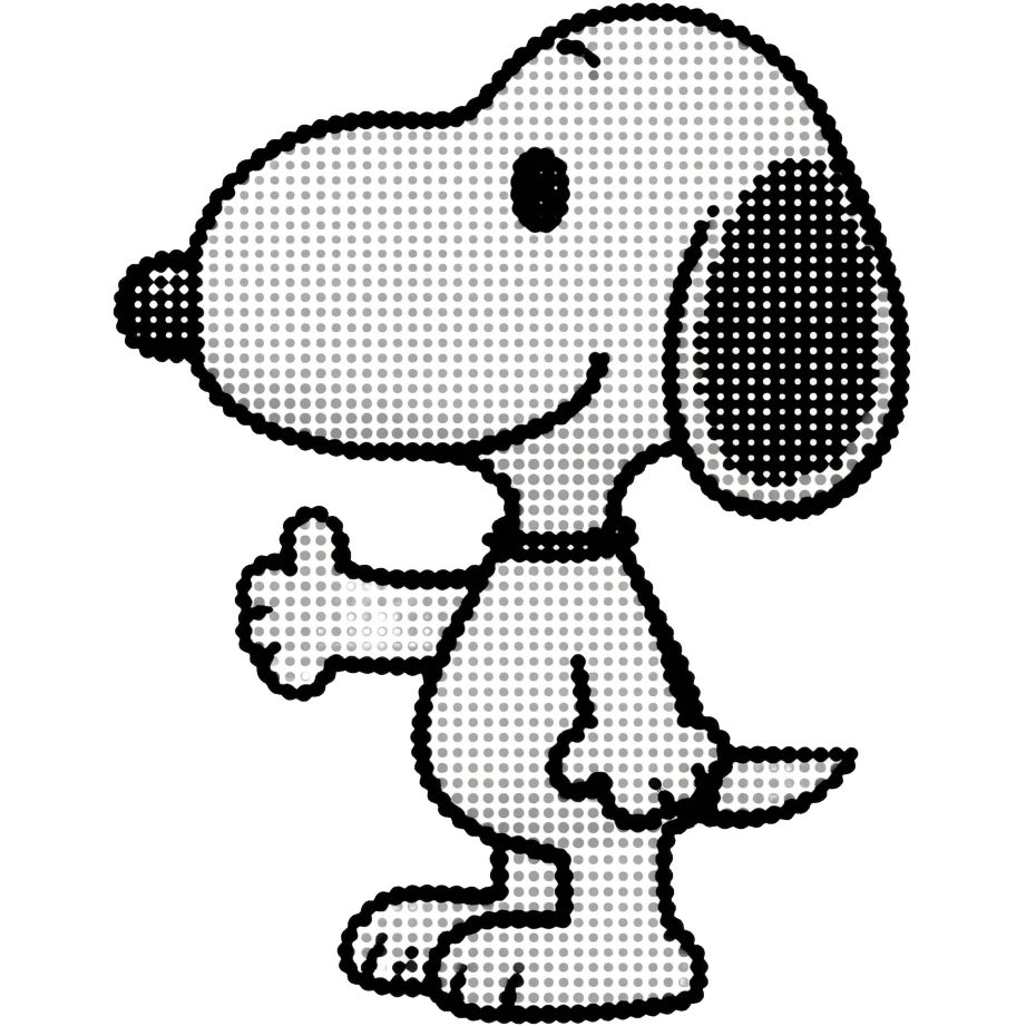 Snoopy hecho con puntos emoji
