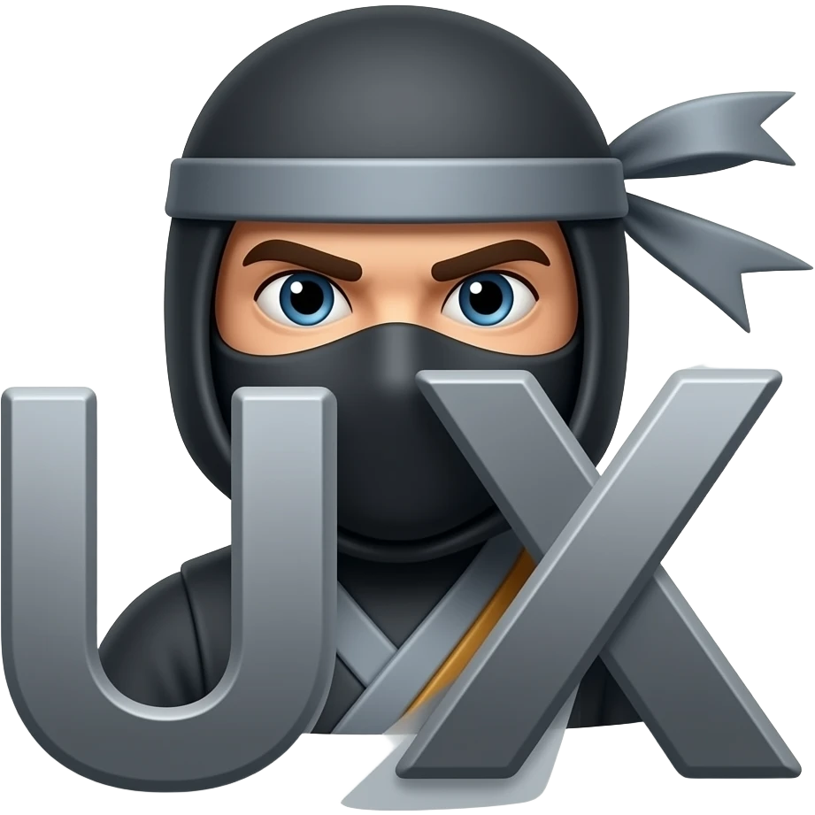 A ninja on top of "UX" emoji