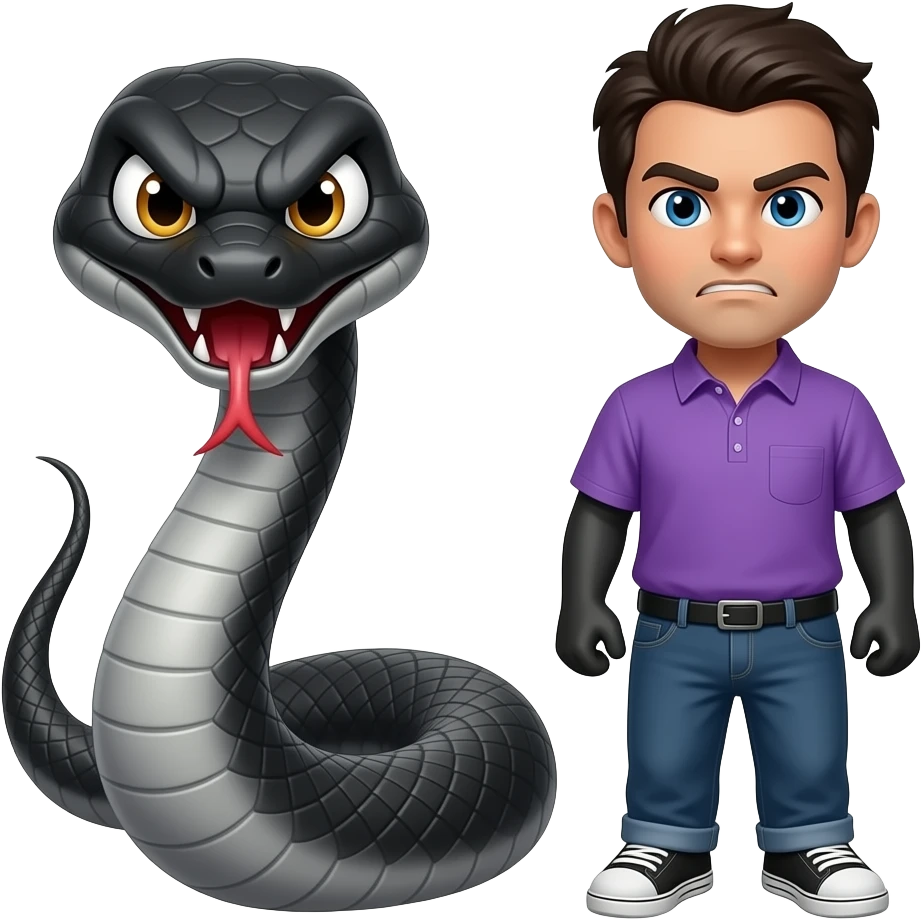 Black snake angry kharoos with purple shirt emoji
