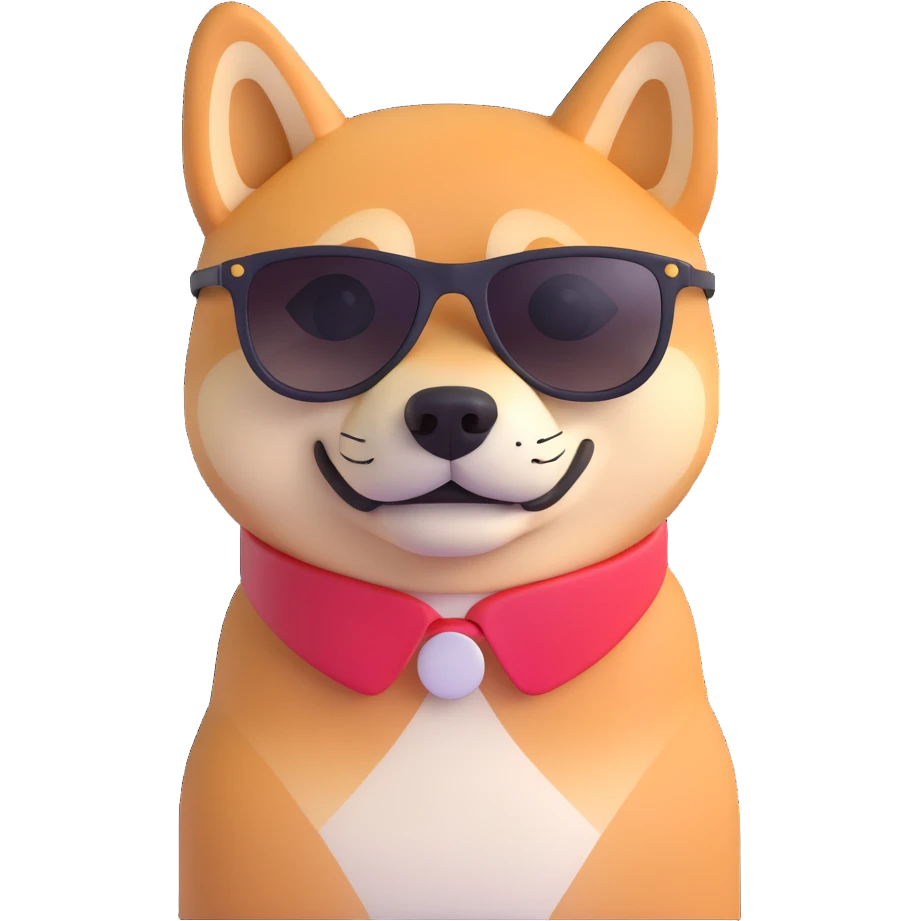 shiba inu wearing sunglasses, full body emoji