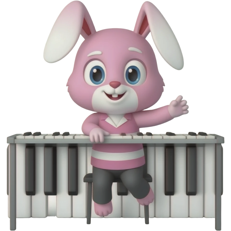 pink bunny playing clavinova emoji