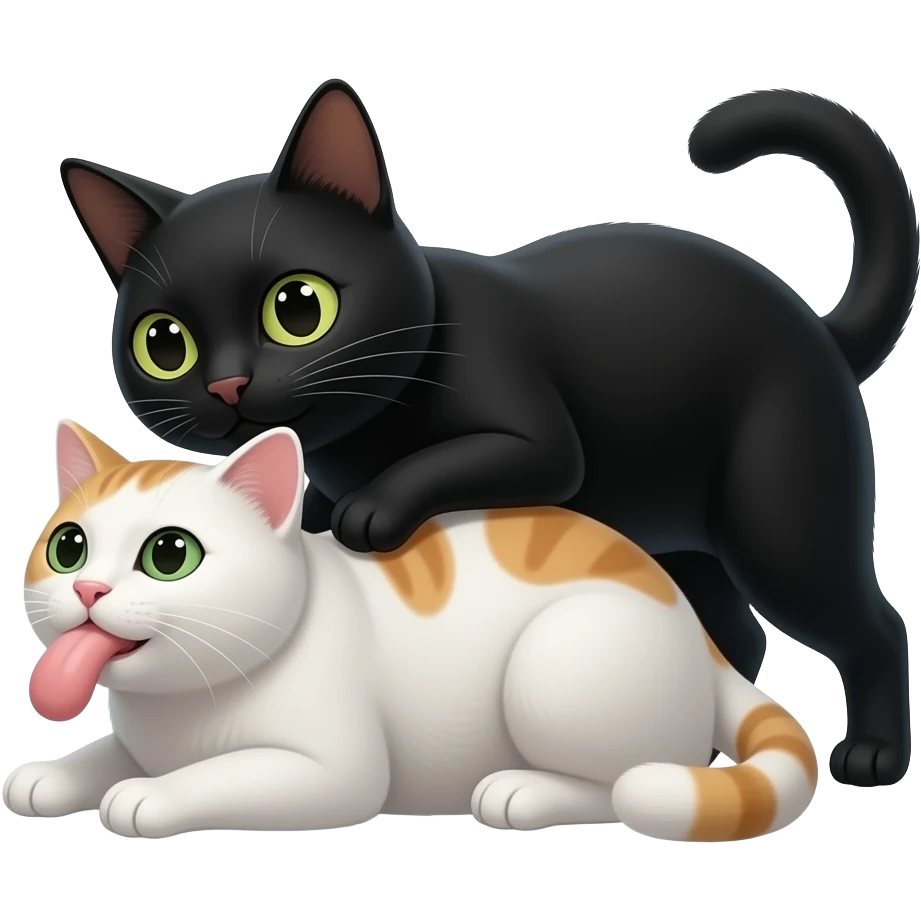 black cat penetrating with a big penis a white cat emoji