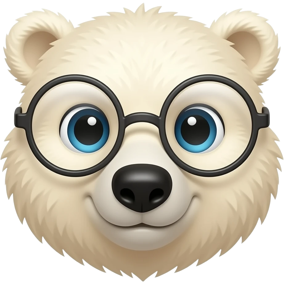 blond polar bear with glassess, just face emoji