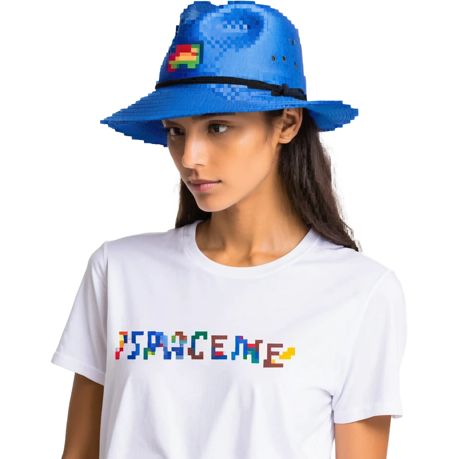 Синяя спортивная панамка со шнурком и надписью SPACEME, no background emoji
