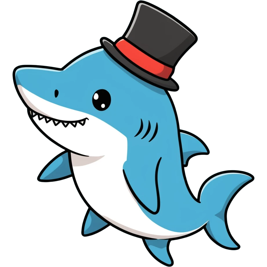 Shark with a top hat emoji