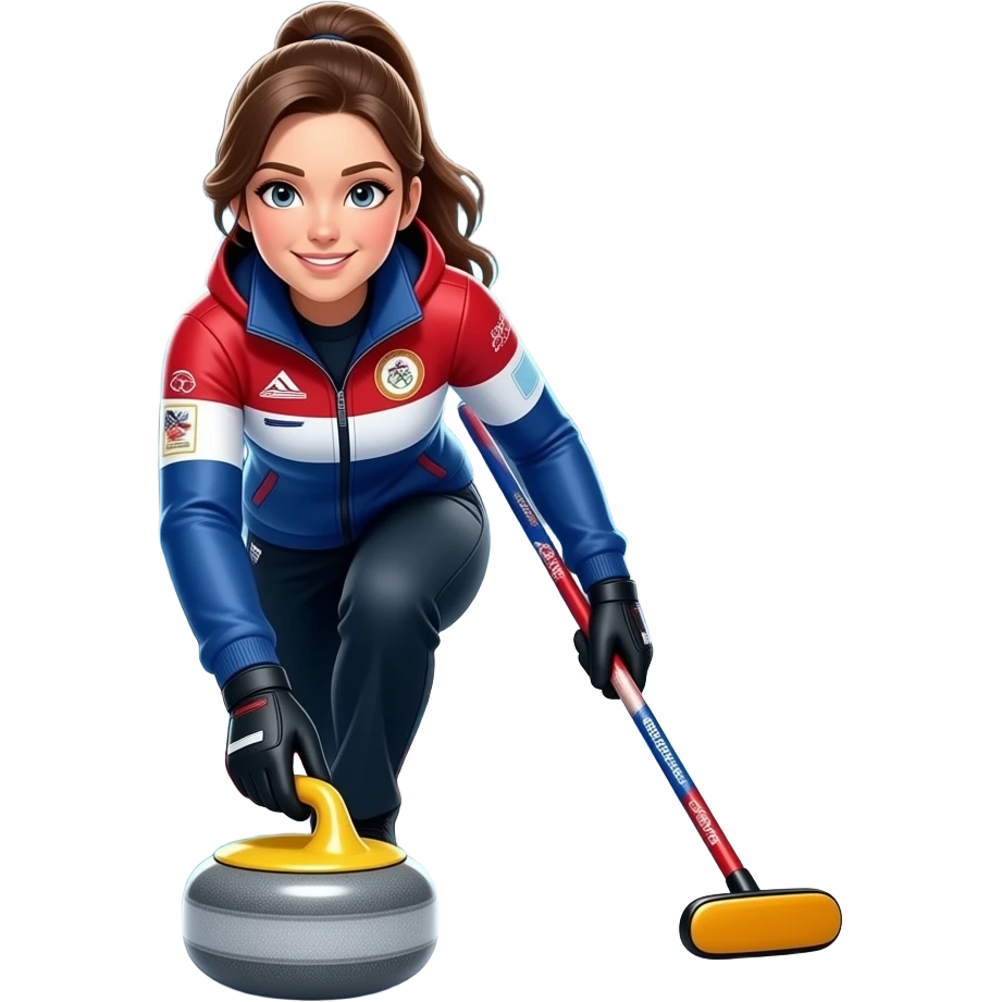 female olympic curling player full-length emoji