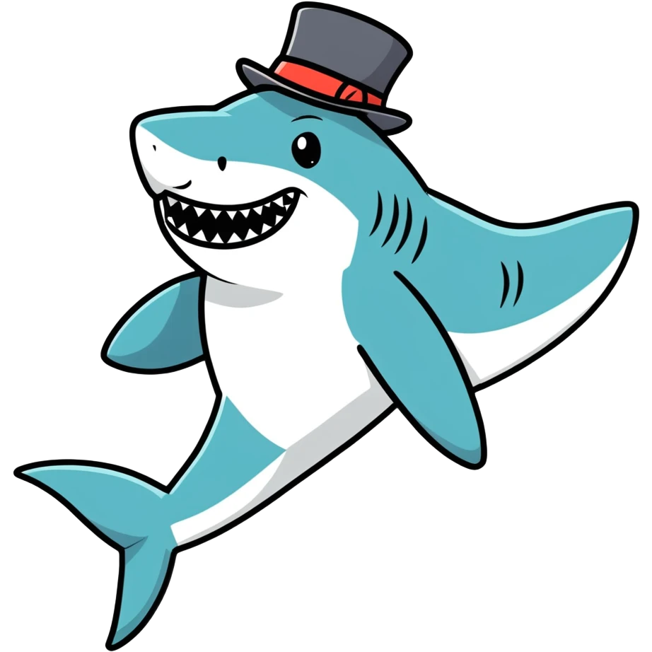 Shark with a top hat emoji
