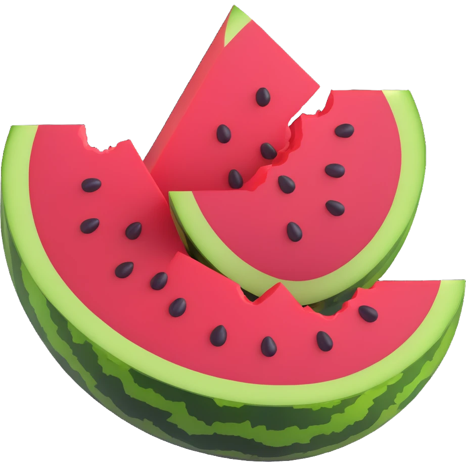 watermelon cut in half showing red interior and seeds emoji