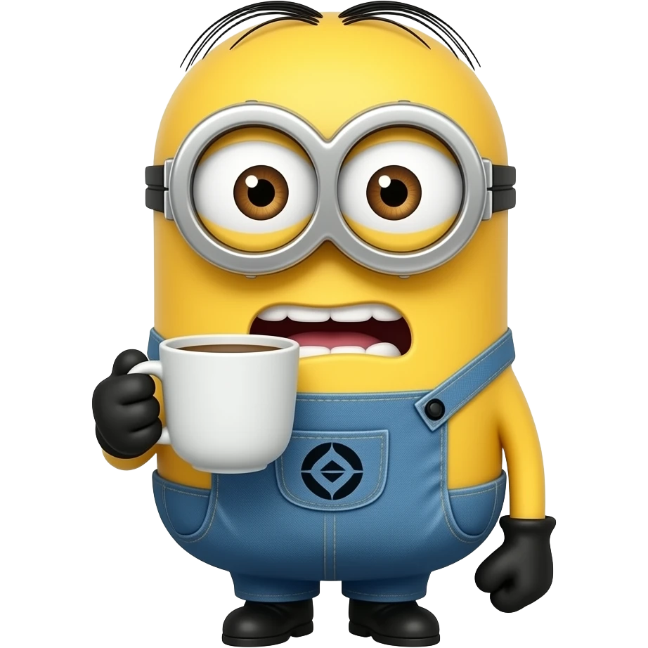 minion drinking coffee and frantic emoji
