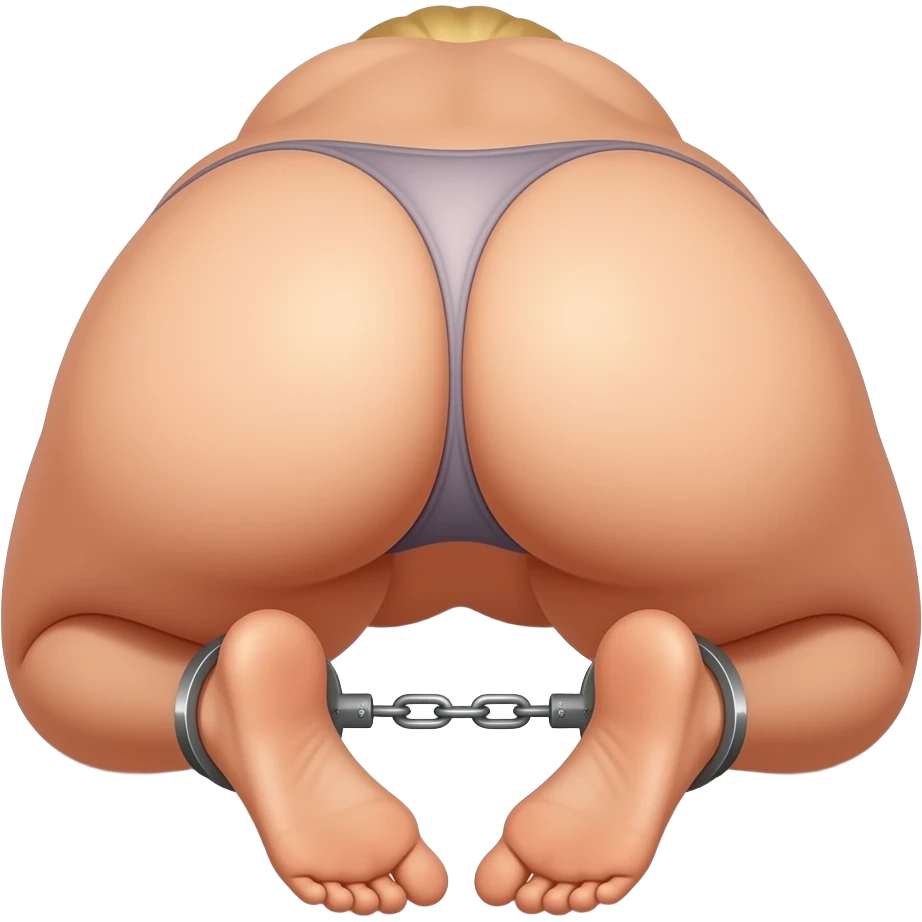 Blonde Wife handcuffed nude bent over in thong rear view emoji