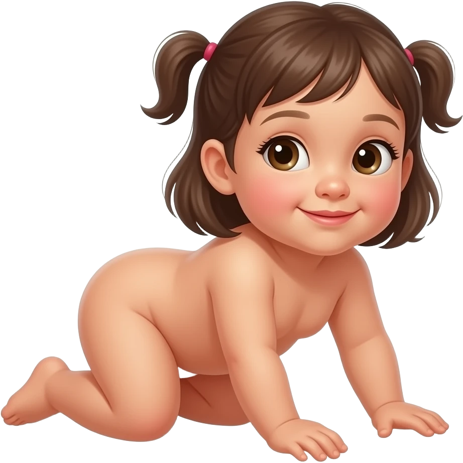 Niña de un año gateando desnuda emoji