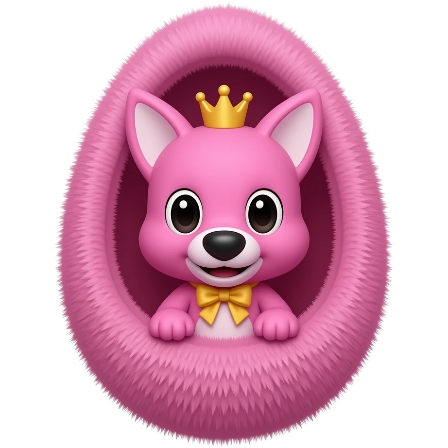 Pink furry egg and pinkfong inside in the egg emoji