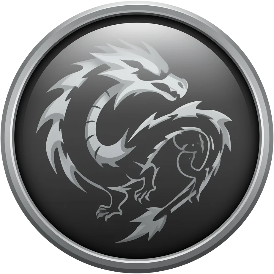 Black and silver badge dragon in the middle emoji
