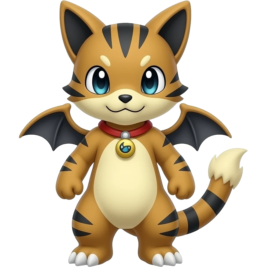 Cool edgy Torracat-Houndour-Litten-Digimon, full body emoji