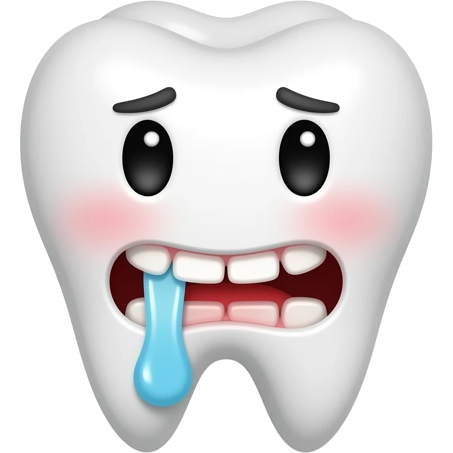 Cavity  face cuteteeth getting hurted by two clean teeth emoji
