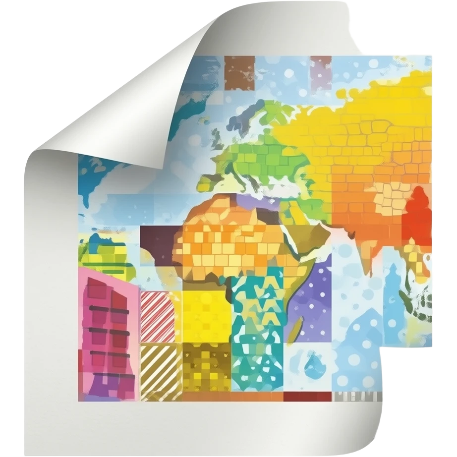peace of paper with a colorful collage emoji