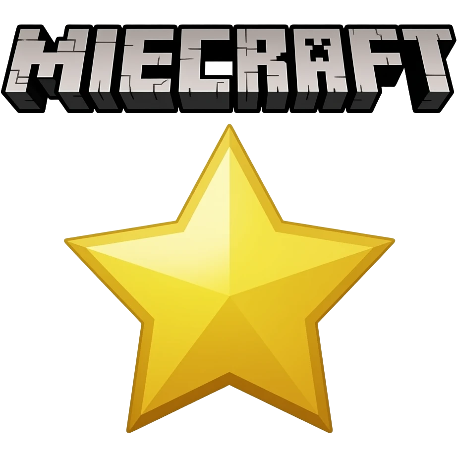 Minecraft logo and underneath it a gold star which means it is added to favorites emoji