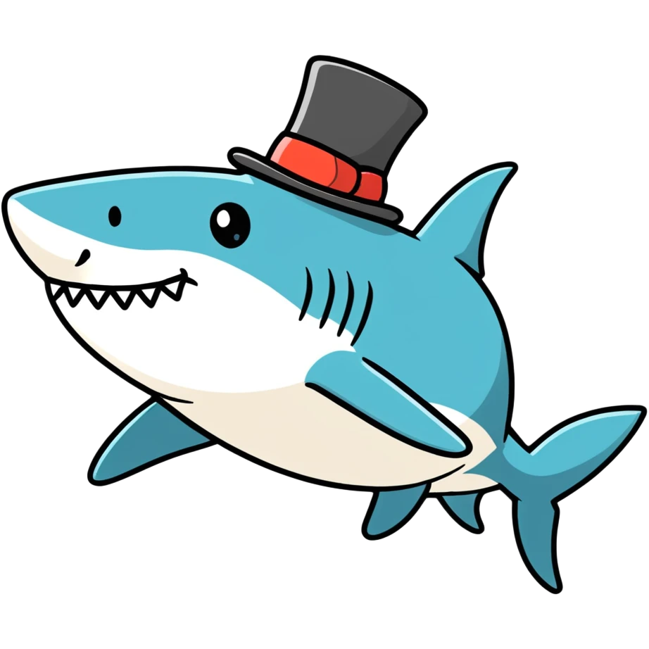 Shark with a top hat emoji