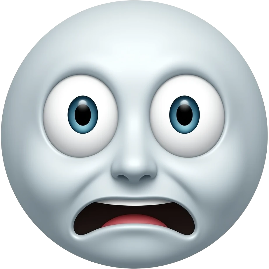 Make a 😀  emoji thats very horrified and skin turn white and scared. And plus. Its just a smiley face. Colour turn white  not yellow emoji