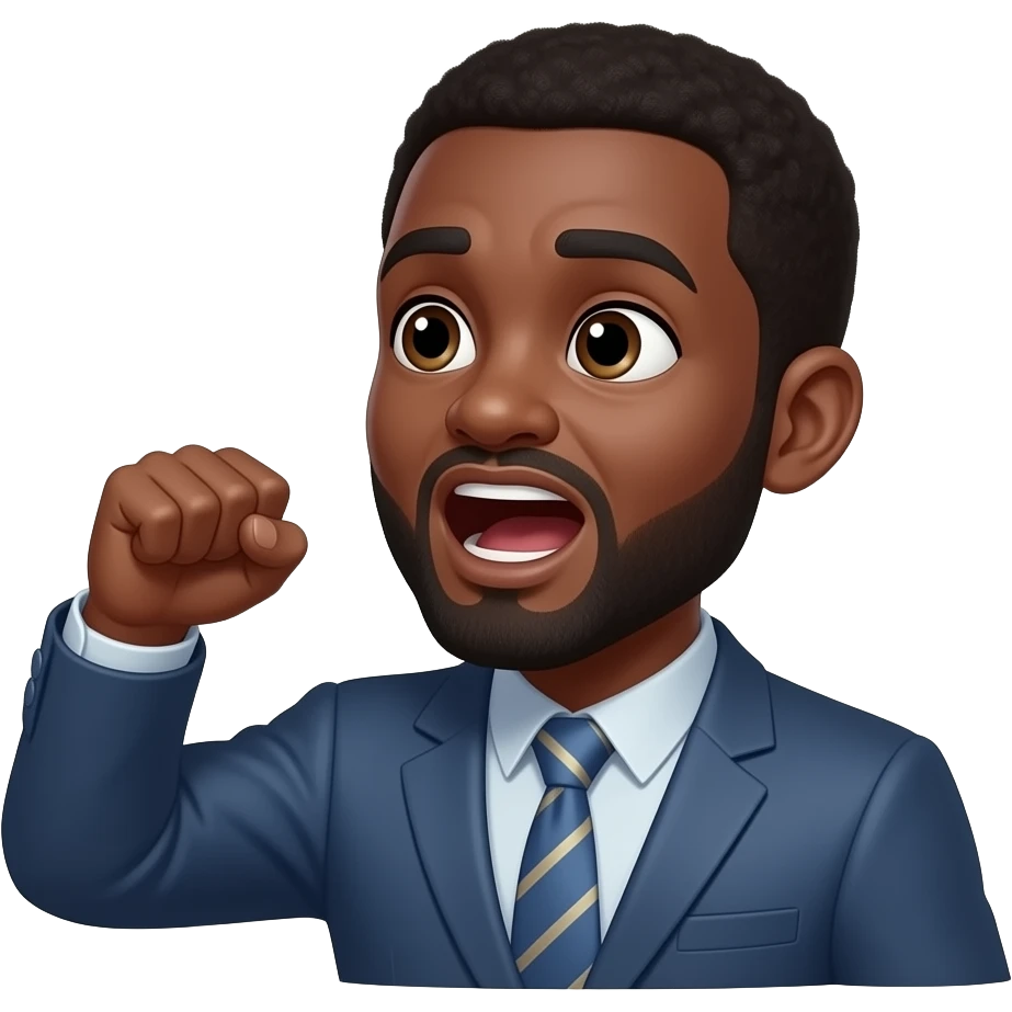 make a black man, really black, doing black things. with a comic bubble text he is shouting "nigga" emoji