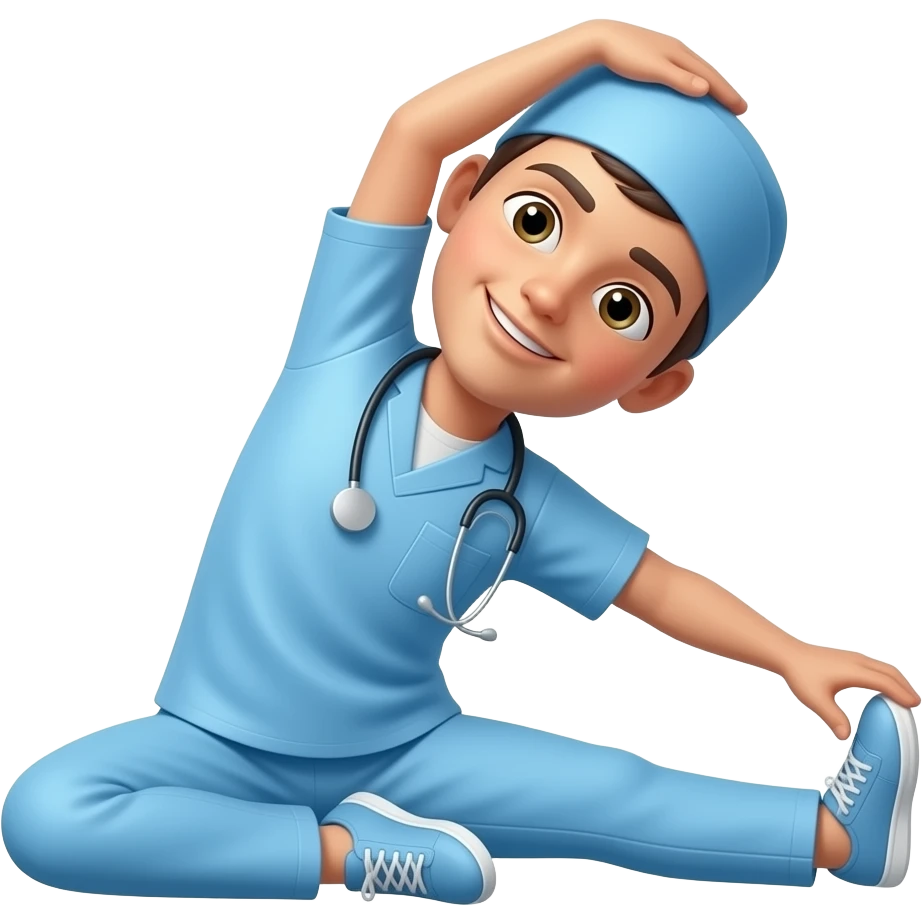 Healthcare worker stretching emoji