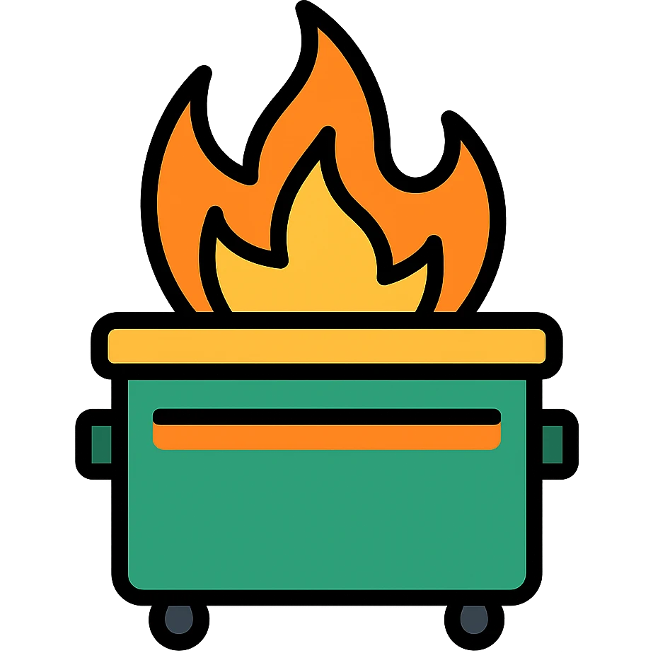 a dumpster fire, vector style emoji