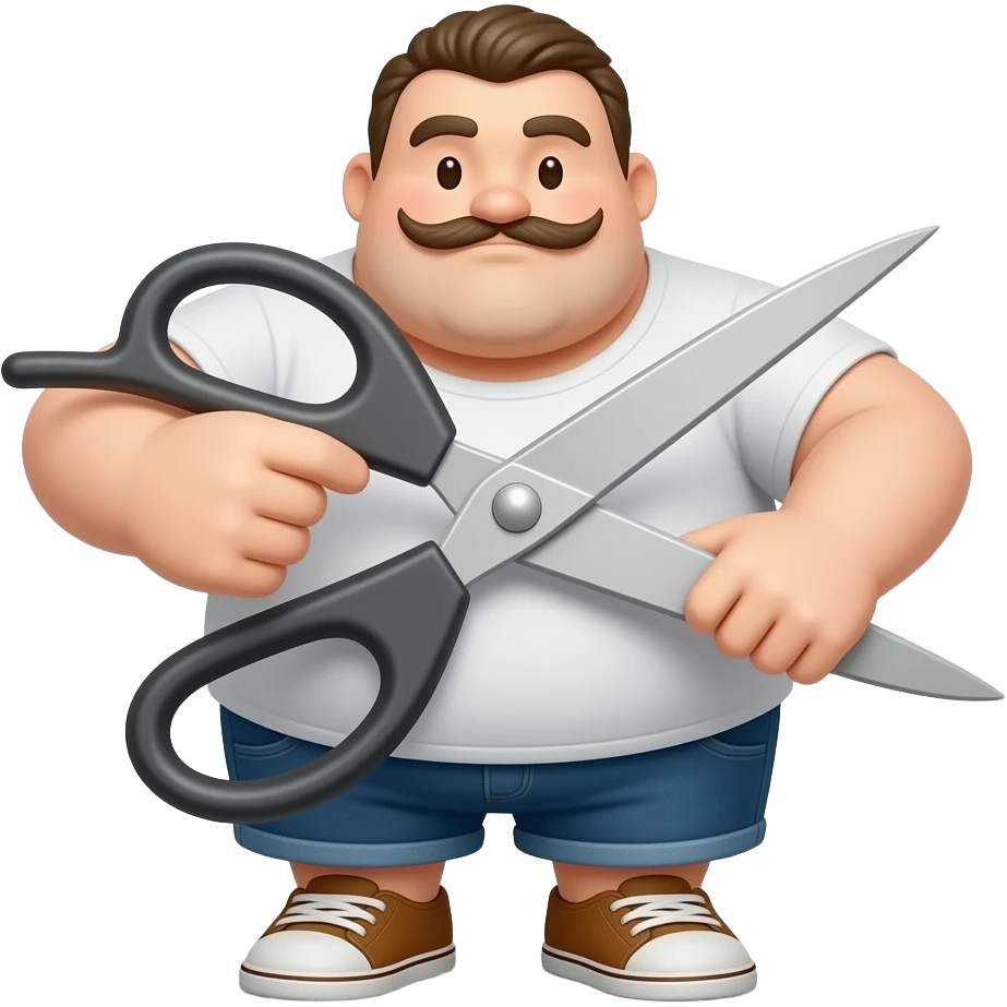a slightly humanoid fat scissor (as a refernce to the german youth word "dicke Schere") emoji