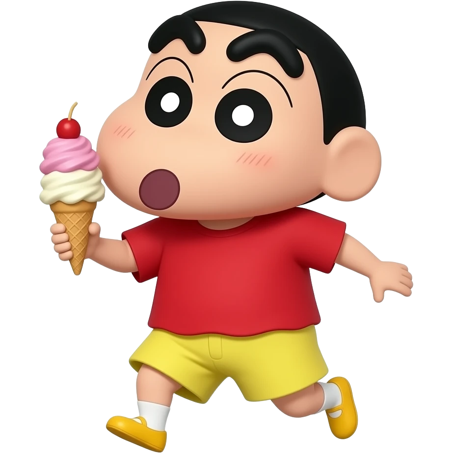 可爱的蜡笔小新侧身跳舞吃冰淇淋 emoji