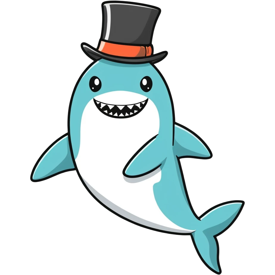 Shark with a top hat emoji