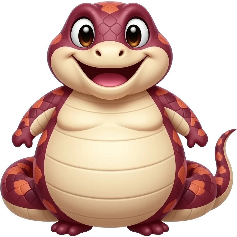 Fatty obese  snake funny maroon color emoji