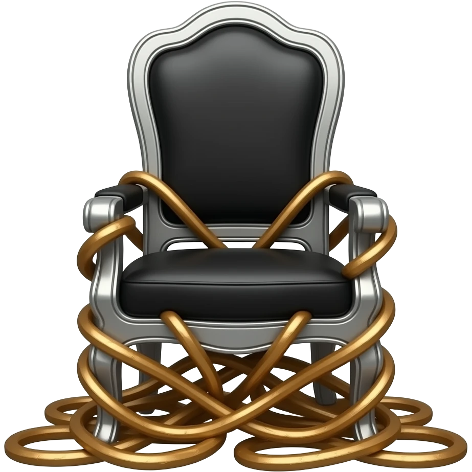 elegant electric chair frontally wrapped with bronze tendrils emoji