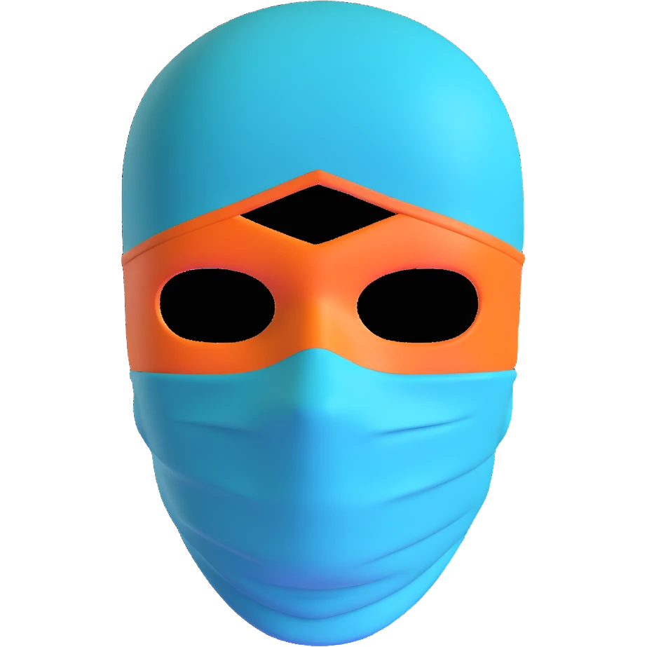 teal and orange ski mask emoji