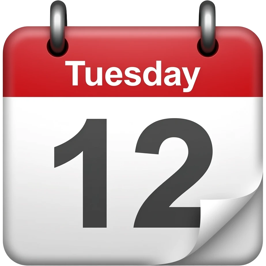 Change the date with 12 and tue emoji