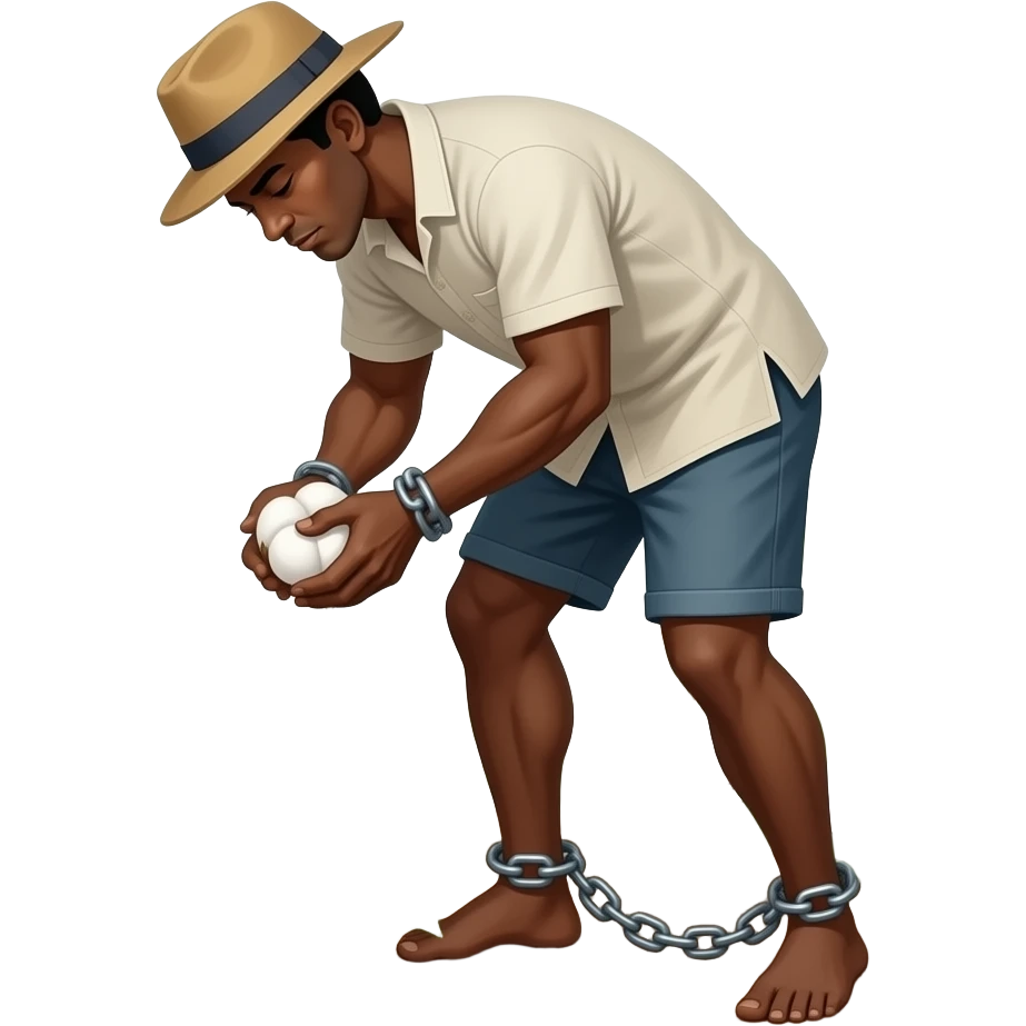 Slave picking cotton in a cotton field witch chains on legs emoji