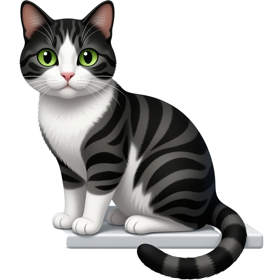 нарисуй черно белую кошку emoji