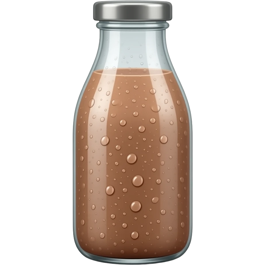 Homemade chocolate milk in a glass bottle, make it look homemade though emoji