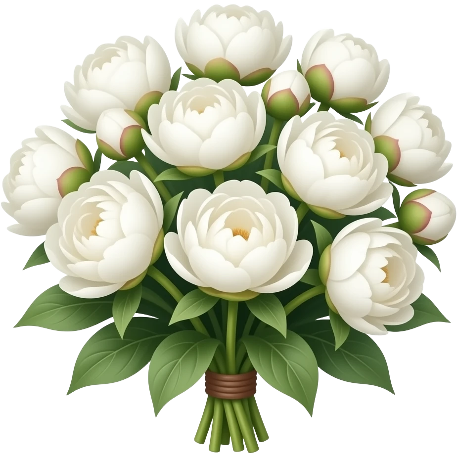 Белый букет из бутонов пионов (ещё не раскрытых) emoji