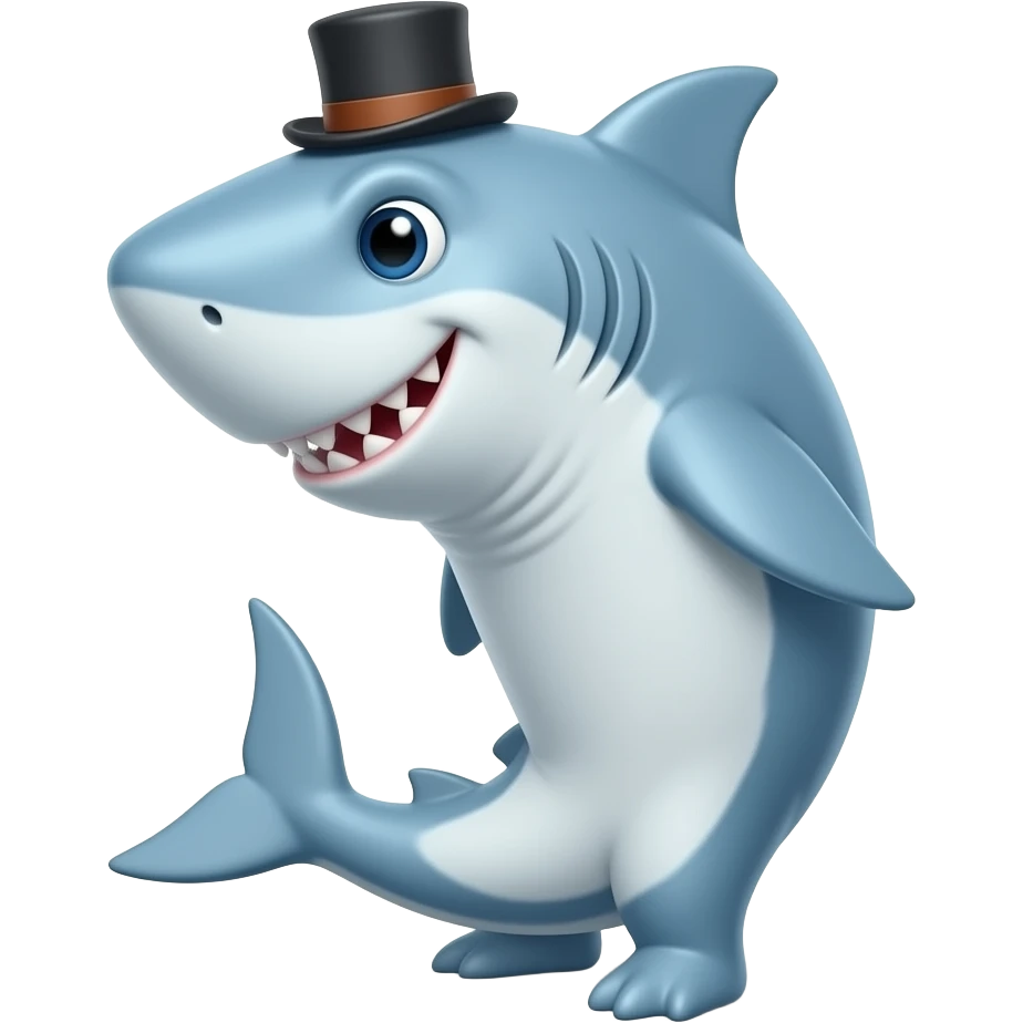 Shark with a top hat emoji