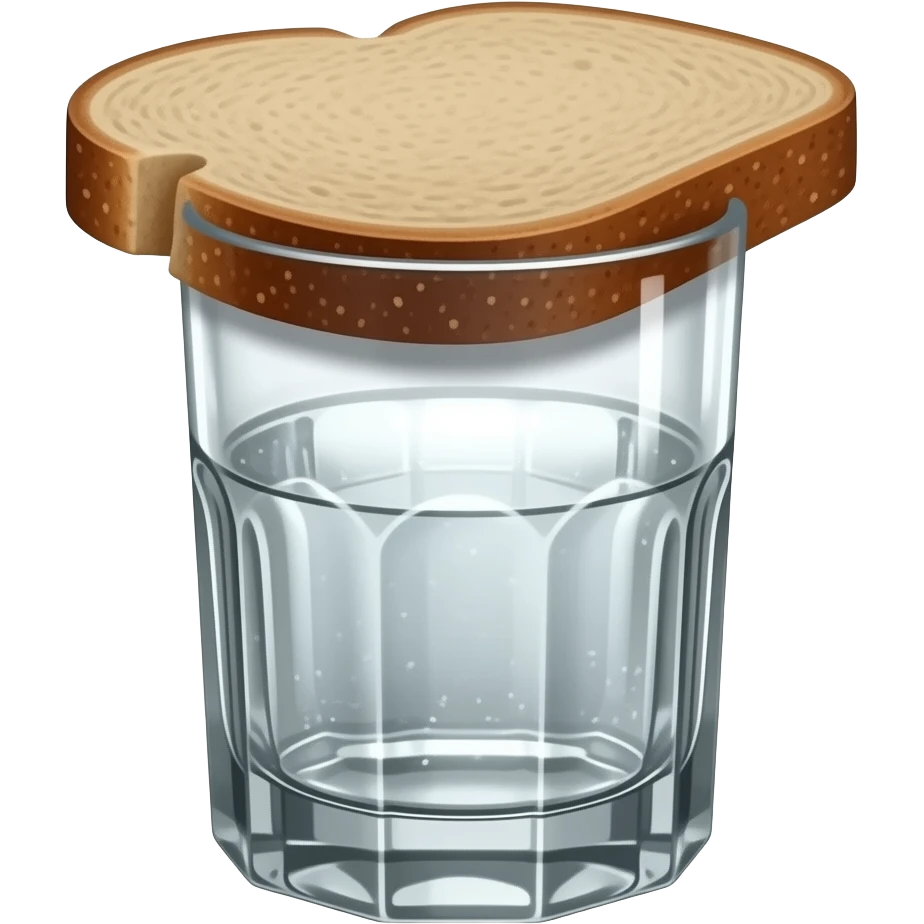 A shot of vodka in a ribbed glass and a slice of rye bread over it emoji