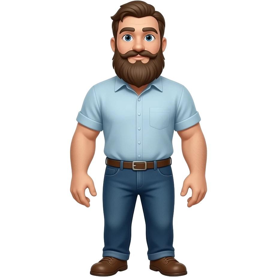 Man with full-beard full body and Goofy Disney emoji