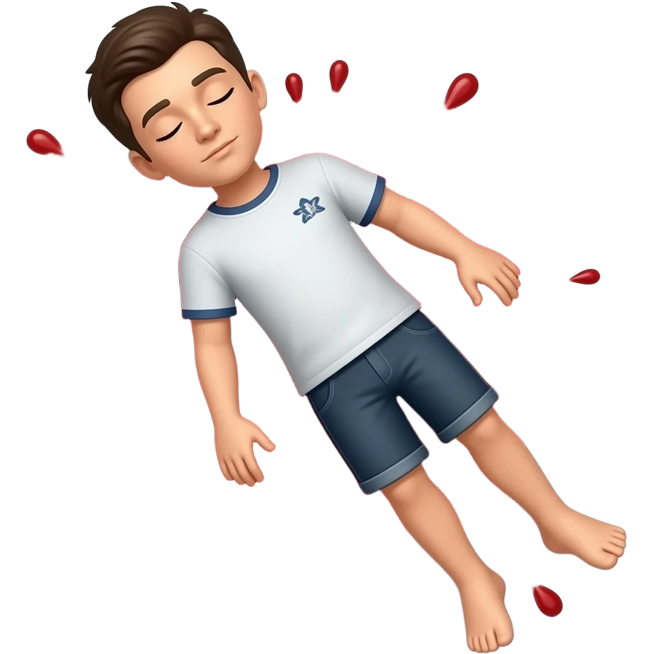 persona con todo el cuerpo con los ojos cerrrados tumbada con sangre al rededor emoji