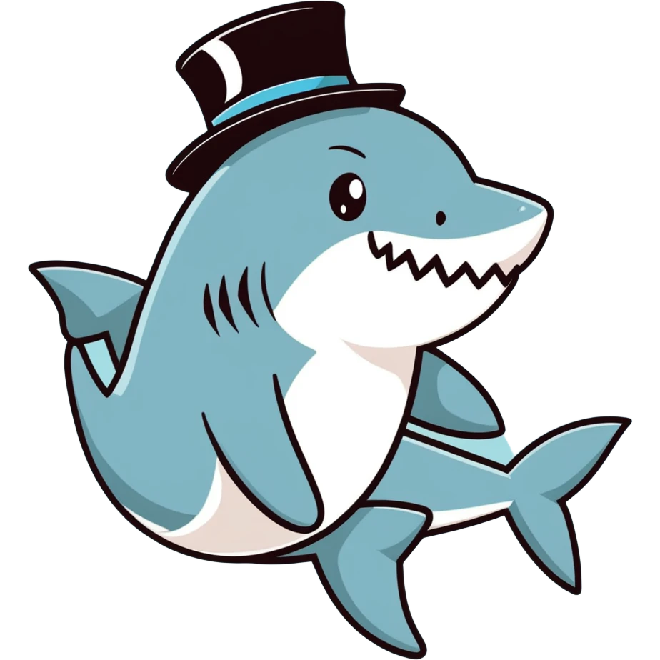 Shark with a top hat emoji