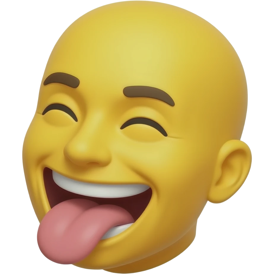 A yellow head with its tongue sticking out and looking dumb emoji