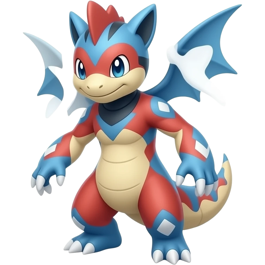 Red and blue Vaporeon-Salandit-Toothless-hybrid emoji