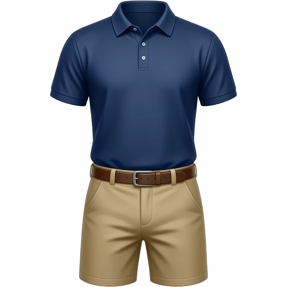 Navy polo and khaki shorts without person emoji