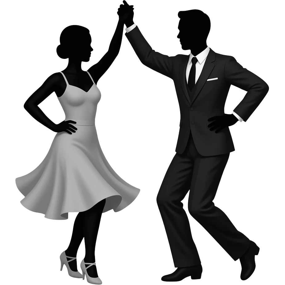 lindy hop black dancers but in white so i can turn it into gold on canva emoji