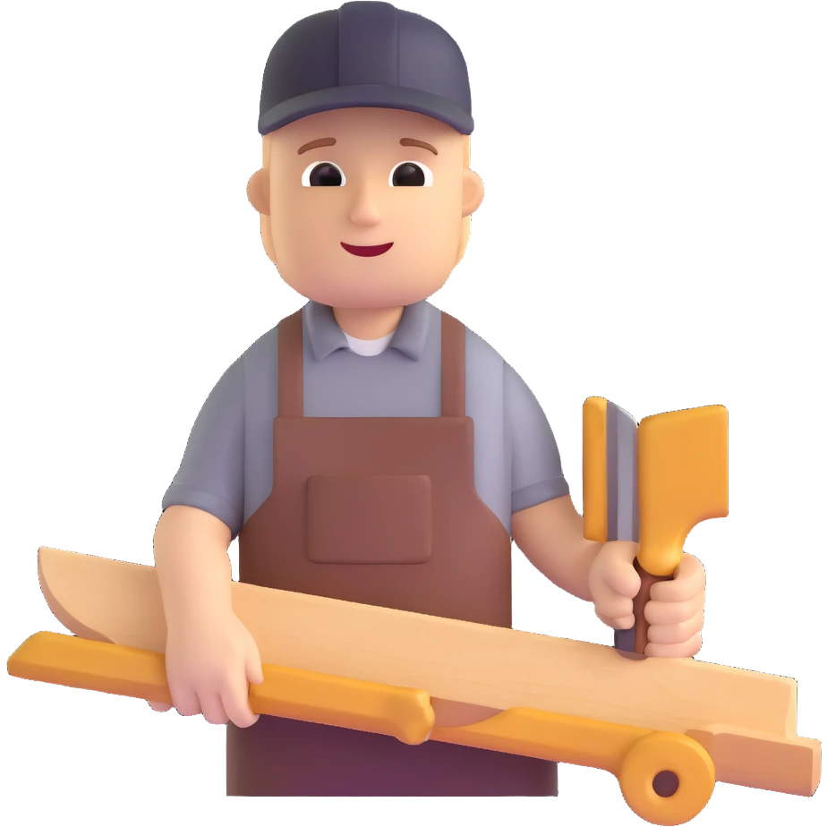 carpenter in workshop with wood emoji