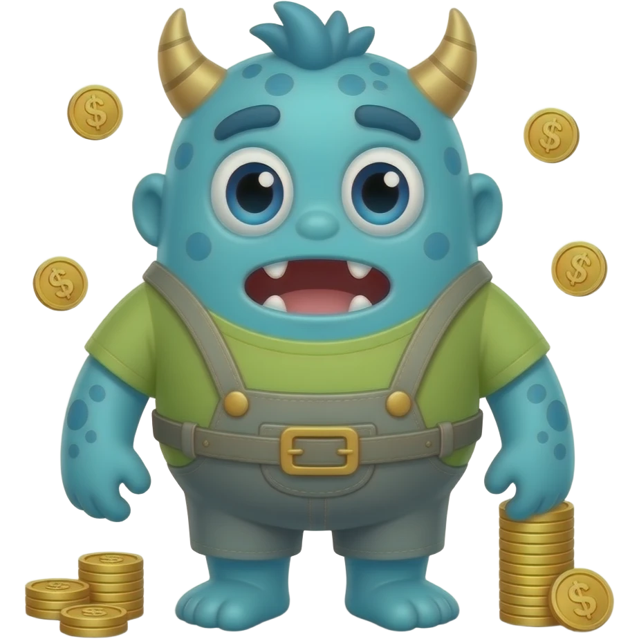 cartoon monster earning compound interest emoji